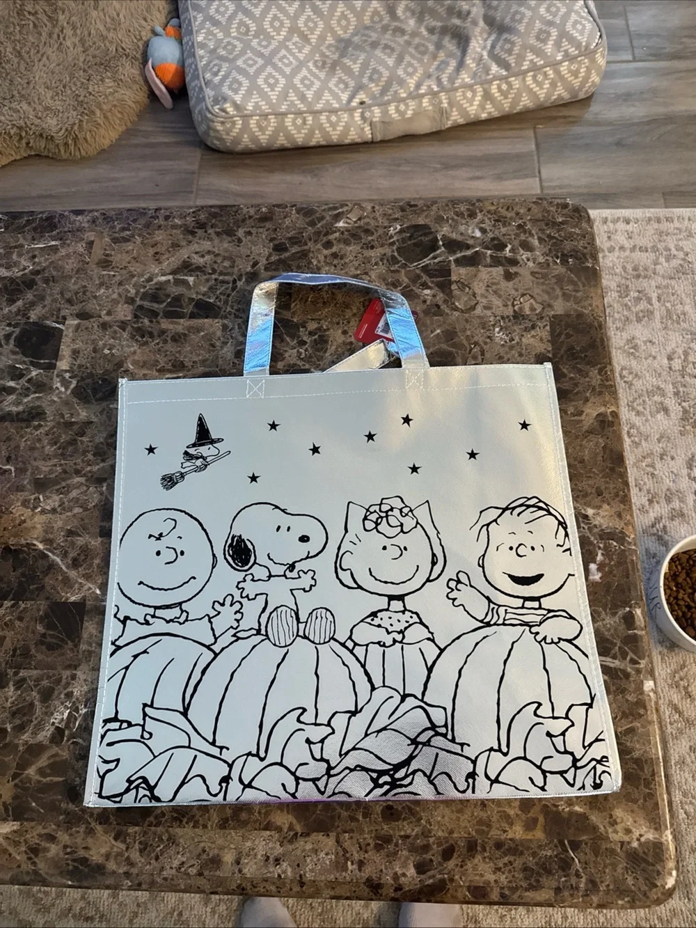 Snoopy Halloween Reusable Tote Bag in silver